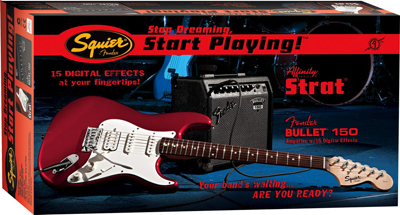 Гитарный комплект Fender Squier Affinity Strat HSS and Bullet 150 DSP AMP - Metallic Red 